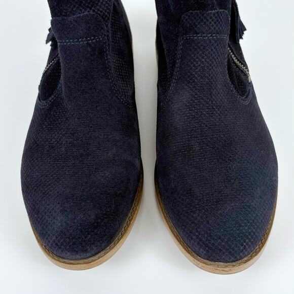 Tamaris Cigarra Blue Suede Leather Ankle Boots Size 39 Minimalist Casual Classic - Picture 3 of 15